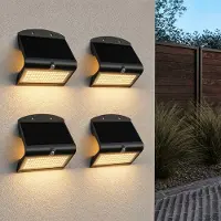 HOFTRONIC™ - Applique murale solaire 8W 3000K IP65 Noir détecteur de mouvement
