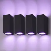 HOFTRONIC™ - Lot de 4 Appliques Murales LED 5,5W RGBWW IP44 Noir Polycarbonate