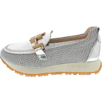 Hispanitas pour femme. HV253919 Baskets Kansas blanc (37), Cuir, Argenté, Plat, 1 à 3 cm, Aucun, Casuel