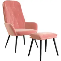 vidaXL Fauteuil relax avec pouf rose velours