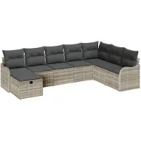 vidaXL Ensemble de salon de jardin, 8 pièces, gris clair, en résine tressée