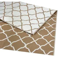 LifeGoods Tapis d'extérieur - 183 x 290 cm - Tapis d'extérieur - Tapis de jardin - Réversible - Sac de transport inclus - Motif - Beige/blanc