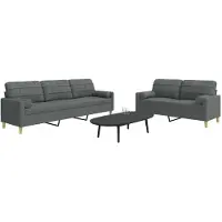 vidaXL Ensemble de canapés 2 pièces avec coussins décoratifs Tissu gris foncé
