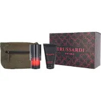 Trussardi Coffret cadeau Primo : Eau de Parfum 100 ml / Shampooing et gel douche 100 ml / Trousse de toilette 200 ml