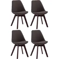 CLP - Ensemble de 4 chaises de visite Borneo V2, revêtues de tissu gris foncé, avec rembourrage. Structure en bois de couleur noyer