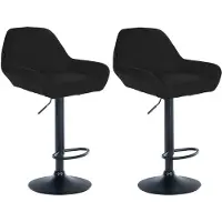 CLP lot de 2 tabourets de bar Braga tissu noir