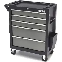 HBM Chariot à outils mobile 5 tiroirs - 80 cm - Noir