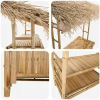 vidaXL Table de bar d'extérieur Nature 110 x 50 x 209 cm en bambou