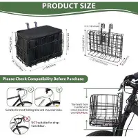 OEM Porte-vélos pliable – Se vide rapidement – Sacoche intérieure amovible – Adapté aux vélos électriques – Pour chiens et courses – Noir, métallique, 50 cm, pour la ville et la campagne