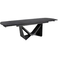 ANGEL CERDA SL Table à manger ovale extensible, de forme cylindrique, en verre noir, acier, fibre de verre gris foncé et métal, modèle 1196