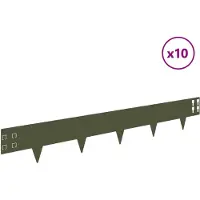vidaXL Bordure de jardin, 10 pièces, 100 x 15 cm, acier, vert olive