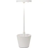 Zafferano Lampe De Table Led Poldina Reverso White, Rechargeable Et Dimmable Avec Une Autonomie Allant Jusqu'À 12 Heures. Ip65 Extérieur