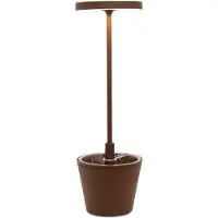 Zafferano Lampe De Table Led Poldina Reverso Corten, Rechargeable Et Dimmable Avec Une Autonomie Allant Jusqu'À 12 Heures. Ip65 Extérieur