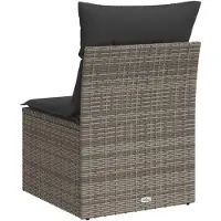 vidaXL Canapé de jardin sans accoudoirs avec coussins gris Poly rotin