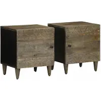 vidaXL Tables chevet 2 pcs gris clair 40x33x46 cm bois manguier solide