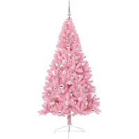 vidaXL Arbre de Noël artificiel pré-éclairé rose 240 cm PVC