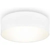 B.K.Licht plafonnier textile blanc éclairage plafond design moderne & sobre éclairage bureau, rond Ø30cm, douille E27, livré sans ampoule