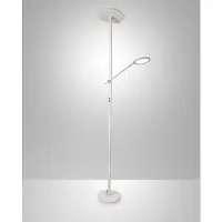 FABAS LUCE Regina - Lampadaire Led Blanc En Métal H.180 Cm - 2 Lumières De 36W Et 12W Avec Led Intégrée 3000K
