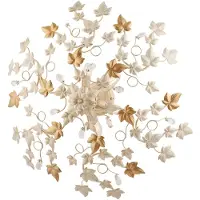 BeLight Edera Plafonnier En Fer Laqué IvoireReproduction Or Antique Et Strass Cristal 6 Lumières H.22 D.80 Bl50-Pl6-Av