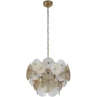 Searchlight Pendentif Wagon Wheel 5Lt - Bronze, verre clair et ambre