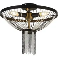Searchlight Baguette 3Lt Plafonnier, Noir Avec Laiton Satiné