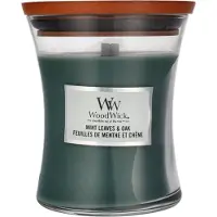 Woodwick Bougie parfumée feuilles de menthe et vase en chêne - 275,0 g