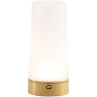 Zafferano Soffio - Lampe De Table Led Rechargeable Ip65, Variateur, Sans Fil, Autonomie 10 H, Verre Soufflé Sablé Or Mat