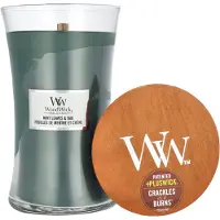 Woodwick Bougie parfumée feuilles de menthe et vase en chêne - 609,5 g