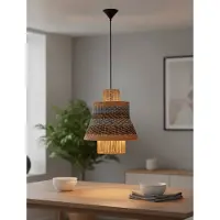 Lyora Suspension en rotin Mande bleu avec marron