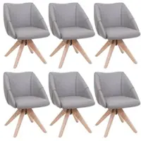 Mendler Lot de 6 chaises de salle à manger HWC-Q52, chaises de cuisine, chaises pivotantes, chaises rembourrées, chaises de table à manger, pivotantes, en bois et similicuir gris clair