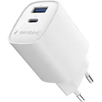 Gembird Charger Lādētājs 2-port 45W USB PD Fast Charger White Type-C Type-A (45 W, 2 ports), Chargeur USB, Blanc