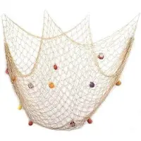 OEM Filet de pêche décoratif - Décoration murale nautique - Beige - Motifs de coquillages - Style méditerranéen - Parfait pour le salon