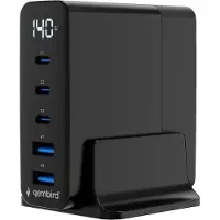 Gembird Chargeur Rapide Usb Gan 5 Ports 140w