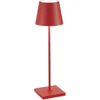 Zafferano Poldina Pro Lampe De Table Led Rechargeable Sans Fil Avec Variateur 2700K-3000K Ip65 Intérieur/Extérieur H.38Cm - Rouge