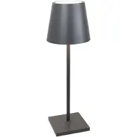 Zafferano Lampe De Table Led Poldina L Desk Gris Foncé, Rechargeable Et Dimmable Avec Une Autonomie Jusqu'À 12 Heures