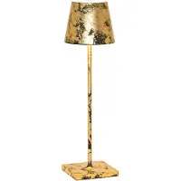 Zafferano Lampe De Table Led Poldina Pro Black Gold Leaf Craquelè Rechargeable Et Dimmable Avec Batterie Jusqu'À 12 Heures