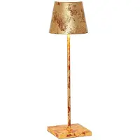Zafferano Lampe De Table Led Poldina Pro Red Gold Leaf Craquelè Rechargeable Et Dimmable Avec Batterie Jusqu'À 12 Heures