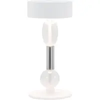 Zafferano Royal Family Wi-Fi - Lampe De Table Led Intelligente Rechargeable, Autonomie 36 H, Aluminium Blanc, Verre Soufflé