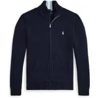Ralph Lauren pour garçon. 323799411025 Pull en coton à fermeture éclair bleu marine ((L) 10/12años= 150/161cm), Casuel, Manche longue,