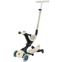 Globber GO-UP DELUXE LIGHTS ECO 360 - 3 en 1 vélo assis, roue, trottinette, 120/80 mm, 3 roues, réglable, coco blanc