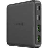 Swissten mini desktop adapter gan 2x usb-c + 2xusb 65w power delivery noir