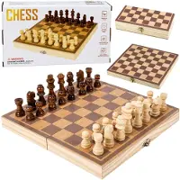 Leantoys Jeu de logique classique, jeu d'échecs en bois, valise pliante