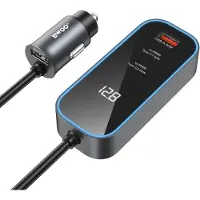 BWOO , chargeur de voiture, modèle RGB CC107, 1 port USB-C, 1 port USB, 30W, couleur noire