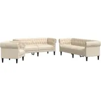 vidaXL Ensemble de canapés 3 pièces tissu crème