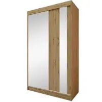 Beautysofa Armoire GAJA de 120 cm avec miroir – Armoire coulissante à 2 portes, idéale pour la chambre à coucher, modèle Artisan/Artisan sans tiroirs