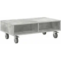 vidaXL Table d'appoint avec roues Gris béton 90 x 50 x 30 cm