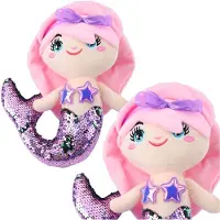 Lean Toys Peluche Sirène Peluche Queue Paillettes Bicolore Violet 28cm