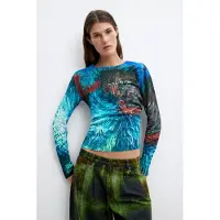 Desigual Pull-over bleu / bleu cyan / marron / émeraude