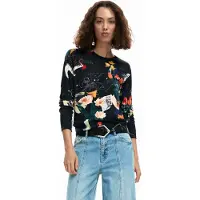 Desigual Pull-over bleu foncé / sapin / orange / noir