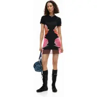 Desigual Robe orange clair / rose clair / noir